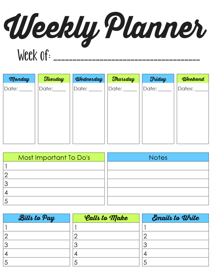 Family Planner Printables