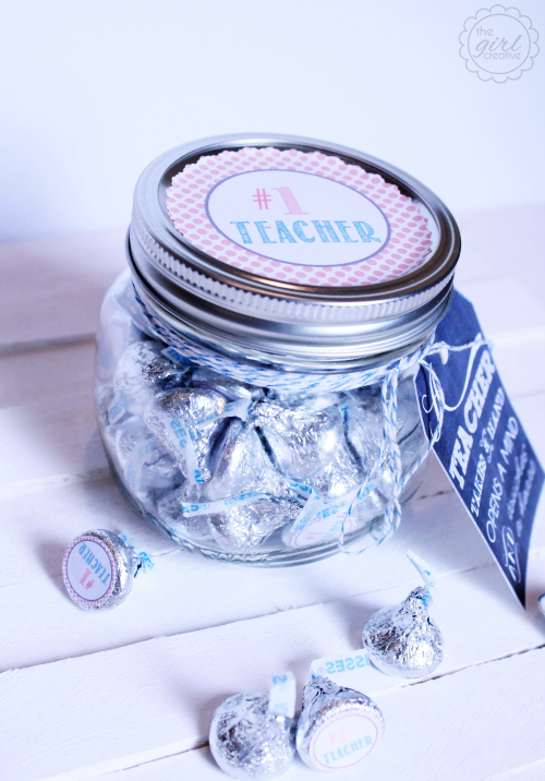 Teacher Appreciation Hershey Kiss Gift Jar - The Girl Creative