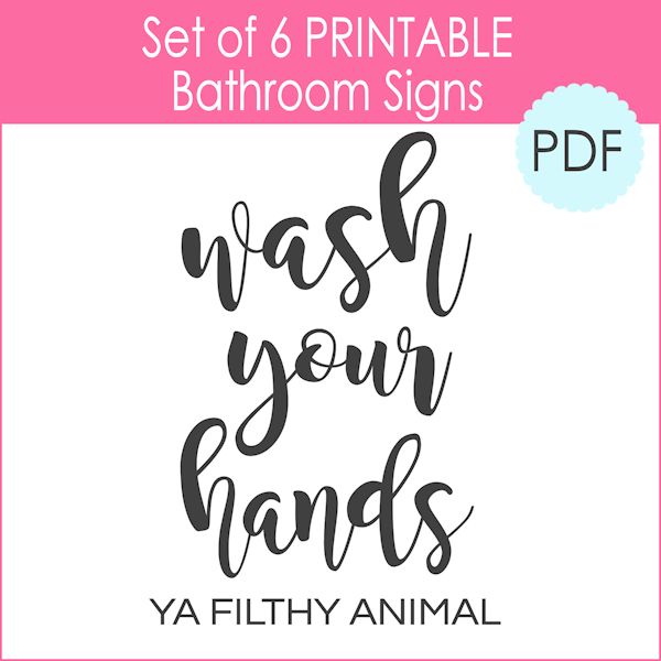 6 Printable Bathroom Signs (PDF) - The Girl Creative