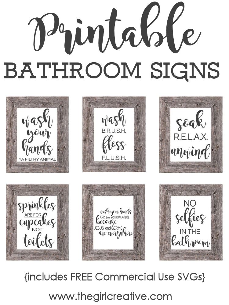 Download Printable Bathroom Signs + SVGs - The Girl Creative