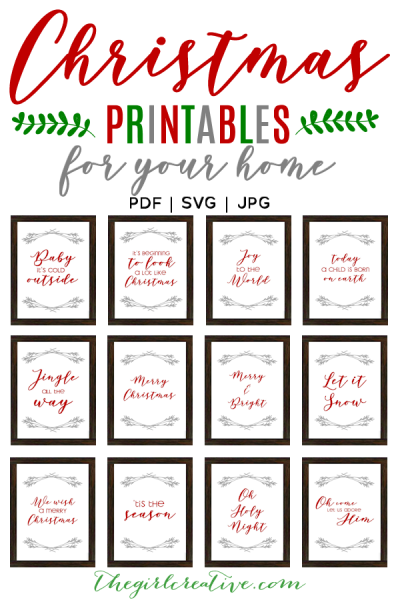 12 Christmas Printables for Your Home (Cut Files) - The Girl Creative