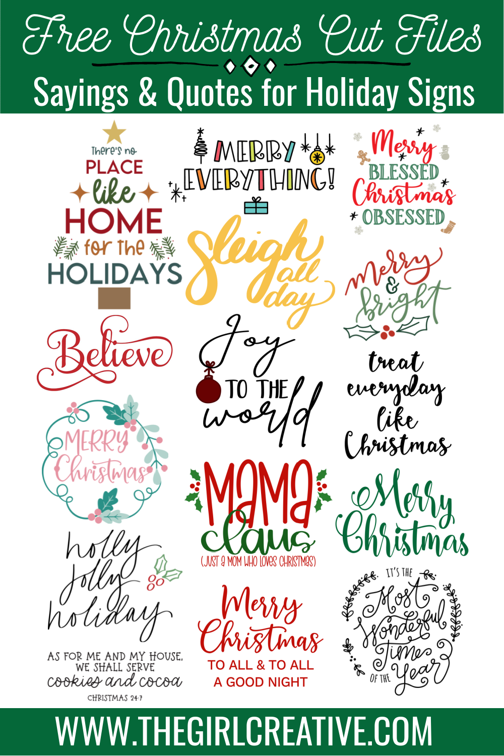 Christmas Quotes and Sayings for Signs + FREE SVG The Girl Creative