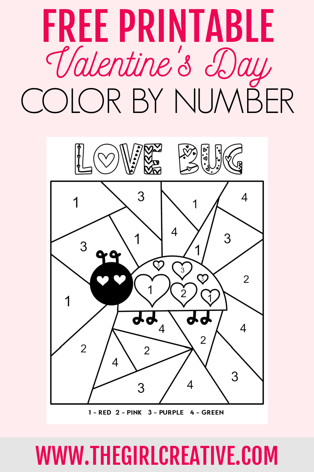 Free Printable: Color By Number Valentine Pages - The Girl Creative