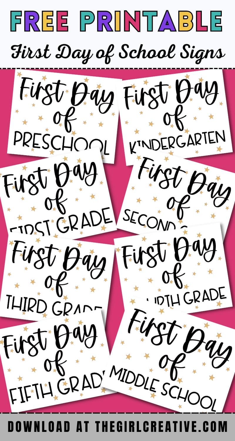 first day of school printables
