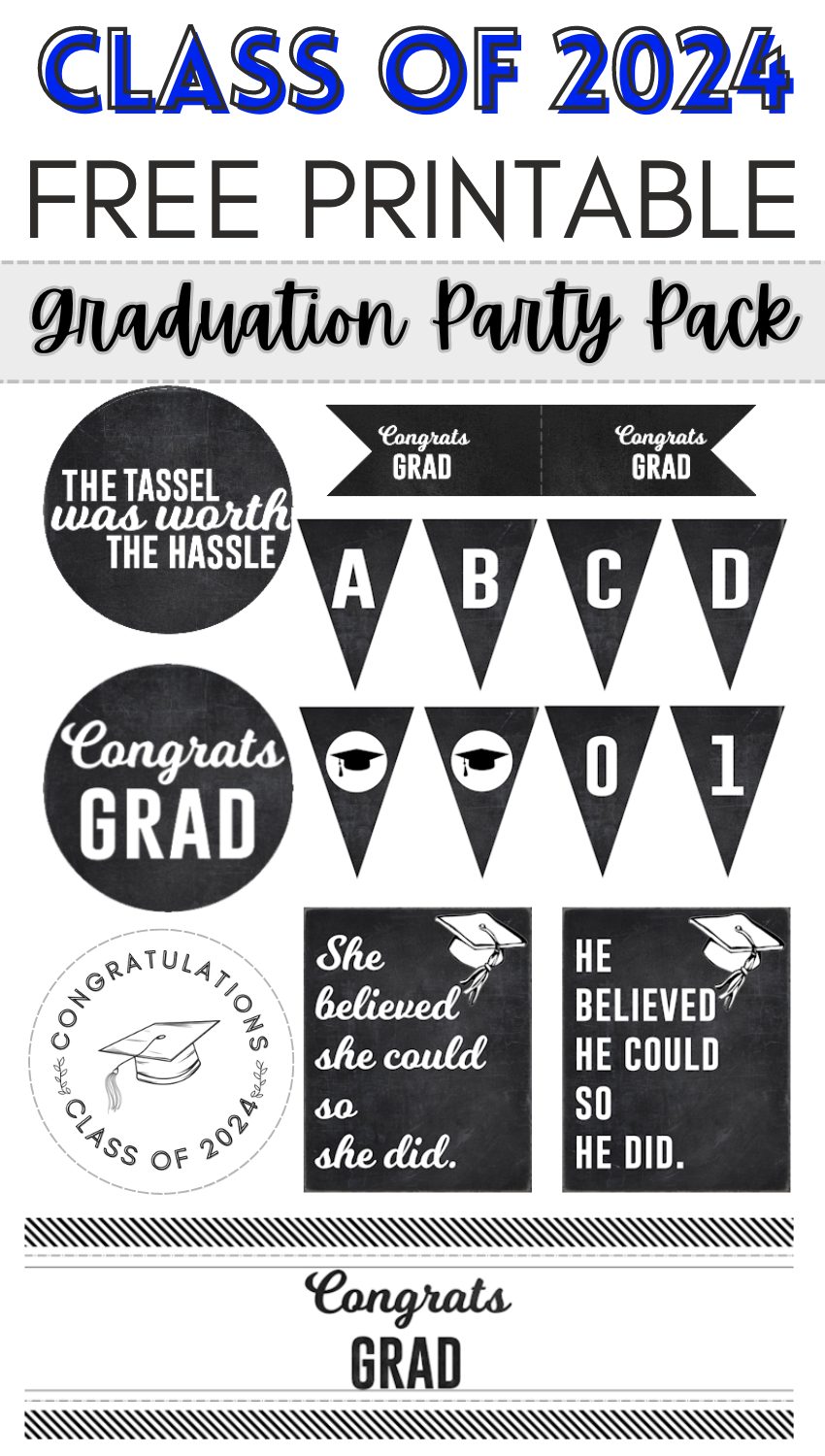 Class of 2024 Free Printable Graduation Pack