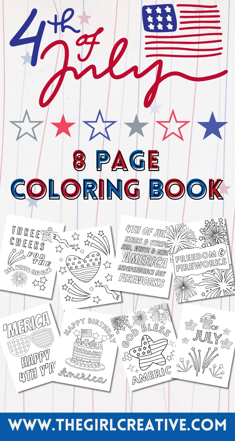 8 Page 4th of July Coloring Book