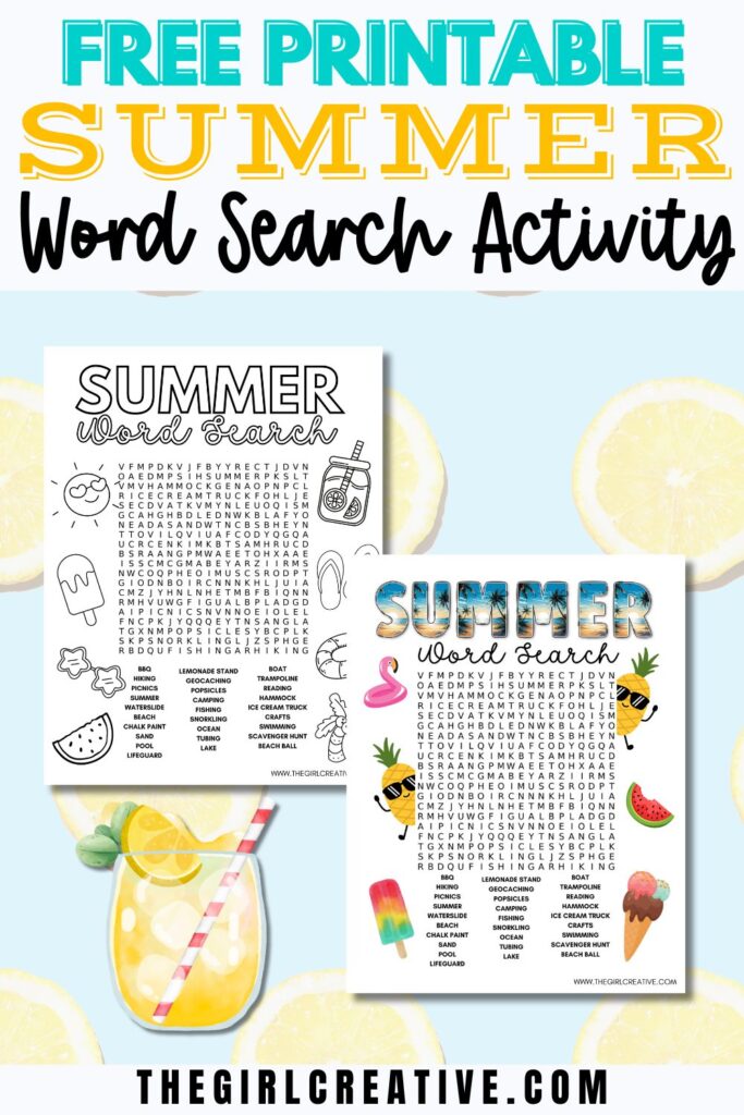 Free Printable Summer Activity Word Search