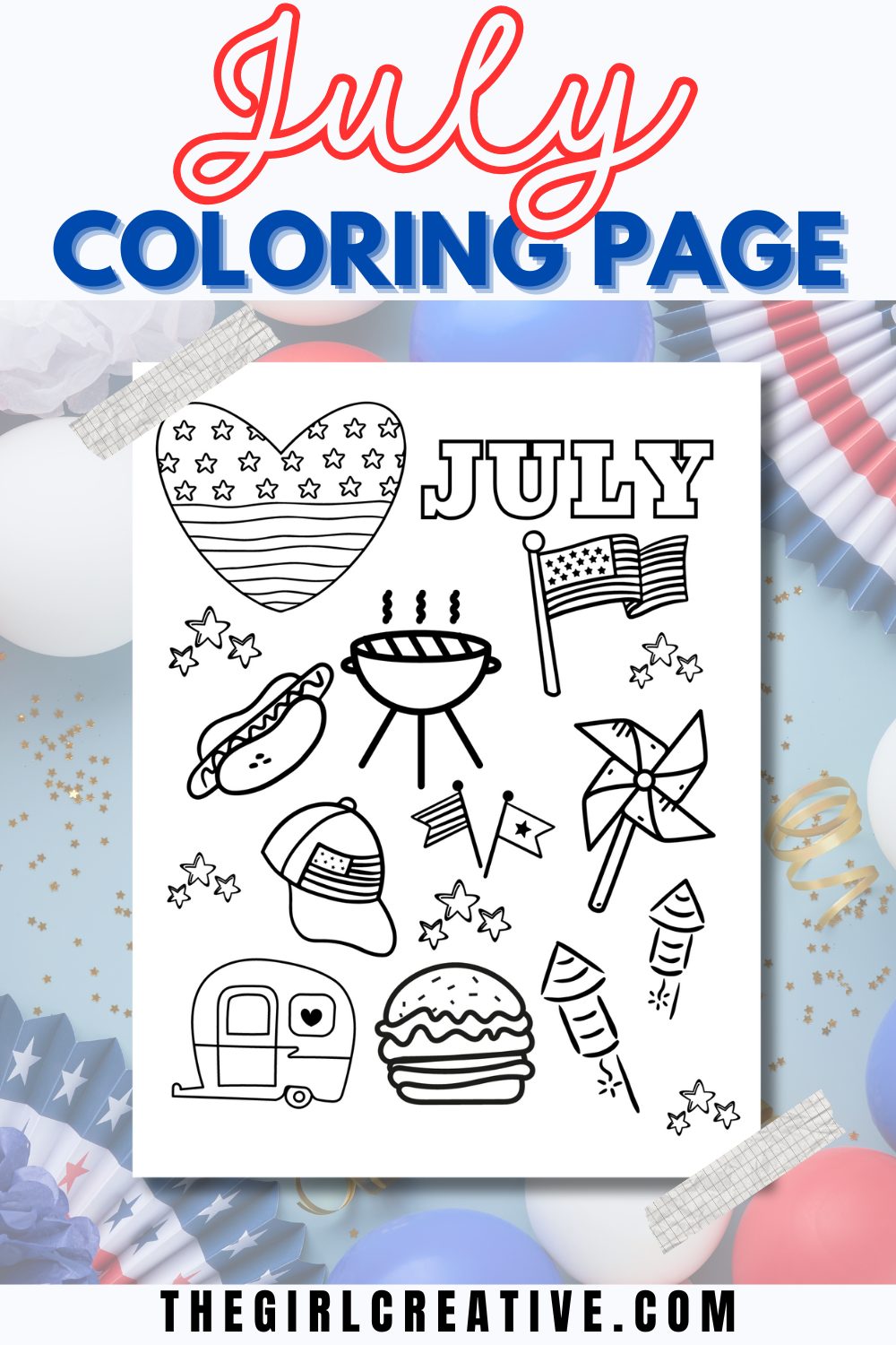 July Coloring Page for Kids FREE