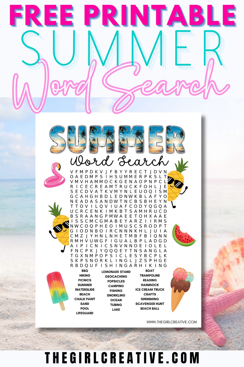 Summer Word Search Activity