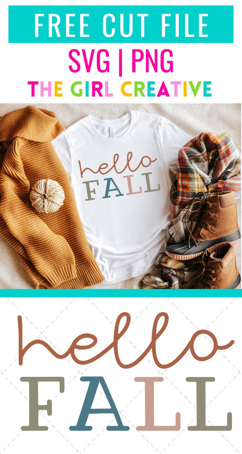 White tshirt with Hello Fall in muted colors