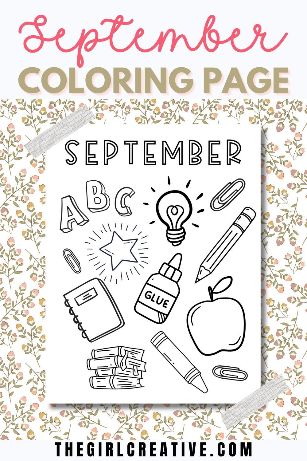 September Coloring Page for Kids FREE