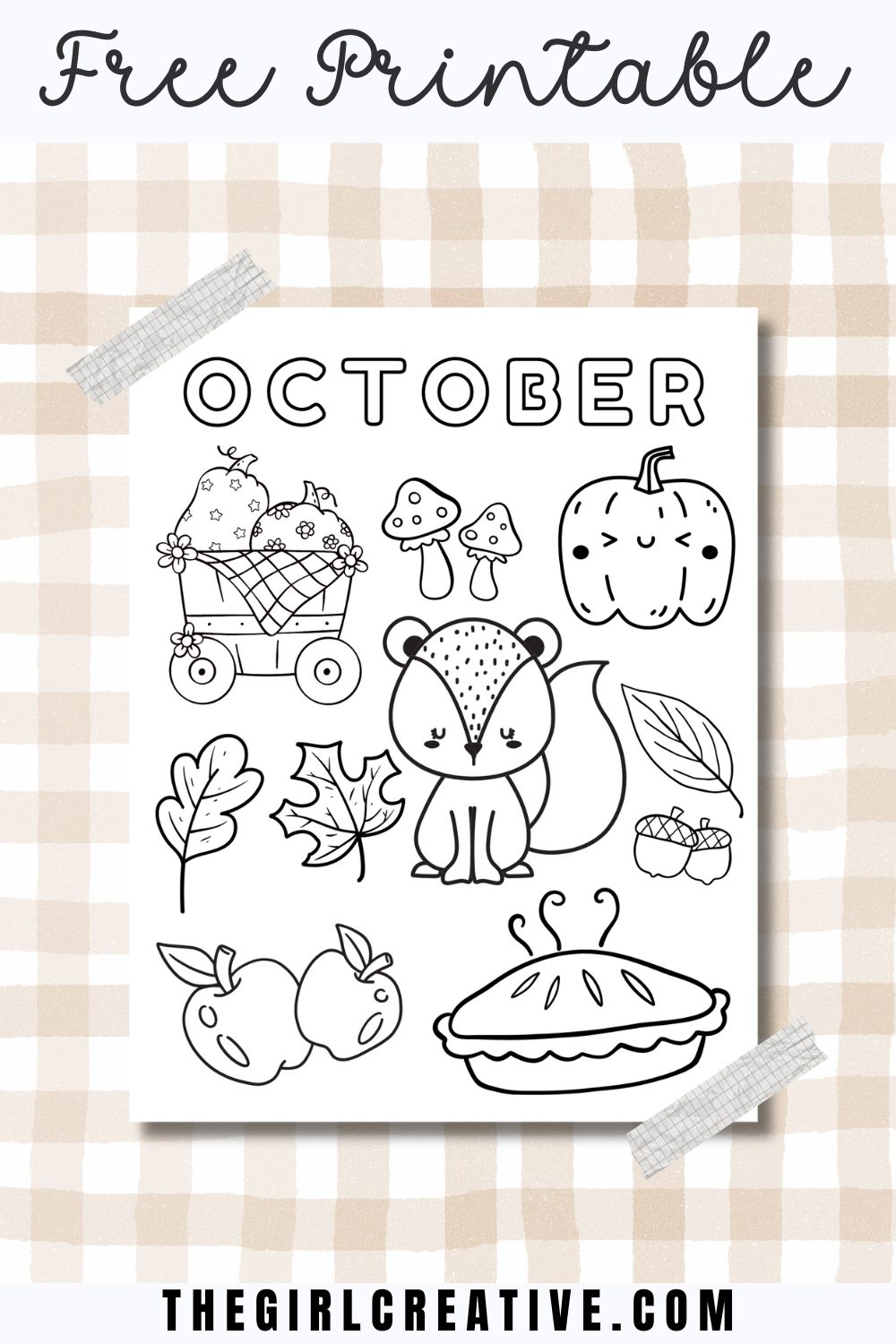 Free Printable October Themed Coloring Sheet