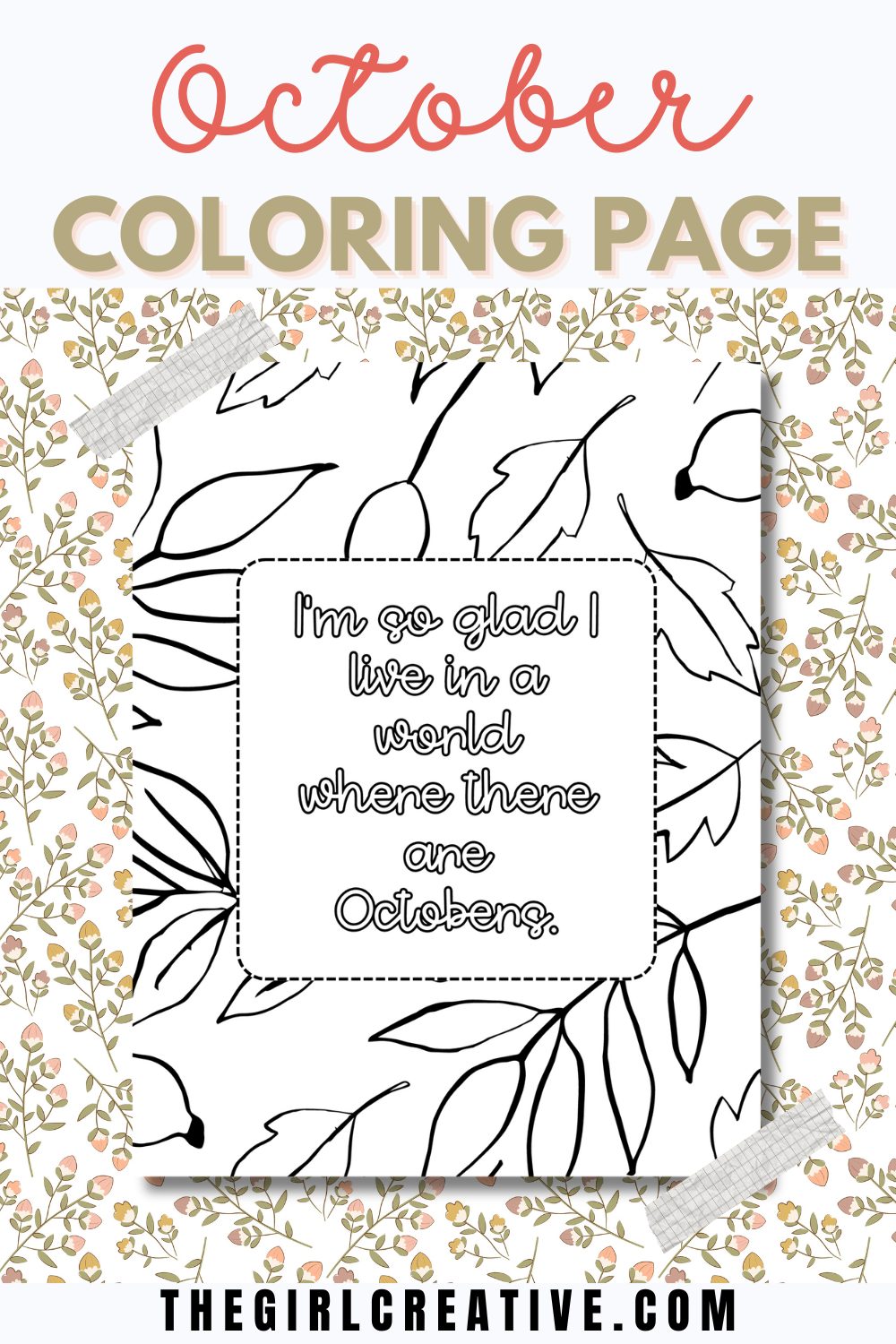 October Coloring Page for Kids FREE